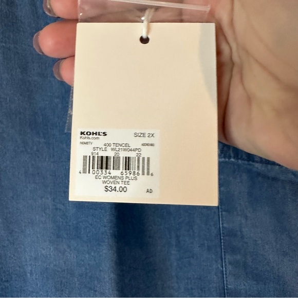 LC LAUREN CONRAD Women’s Size 2X T-Shirt Top Blouse Tee Chambray NWT - Picture 7 of 16